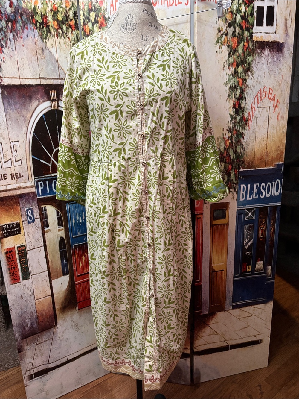 Gudrun Sjoden Woven "Kauri" Dress, Kiwi, Size Medium - Picture 2 of 10